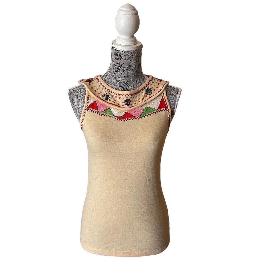 VINTAGE Early 70s Era Baluchi Embroidered Sleeveless Top